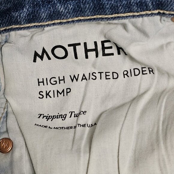 Mother High Waisted Rider Skimp Jeans Women's Size 27 Tripping Twice Distressed - Picture 7 of 9